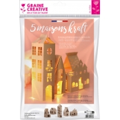 Maisons Kraft pour déco de Noël 5 pièces