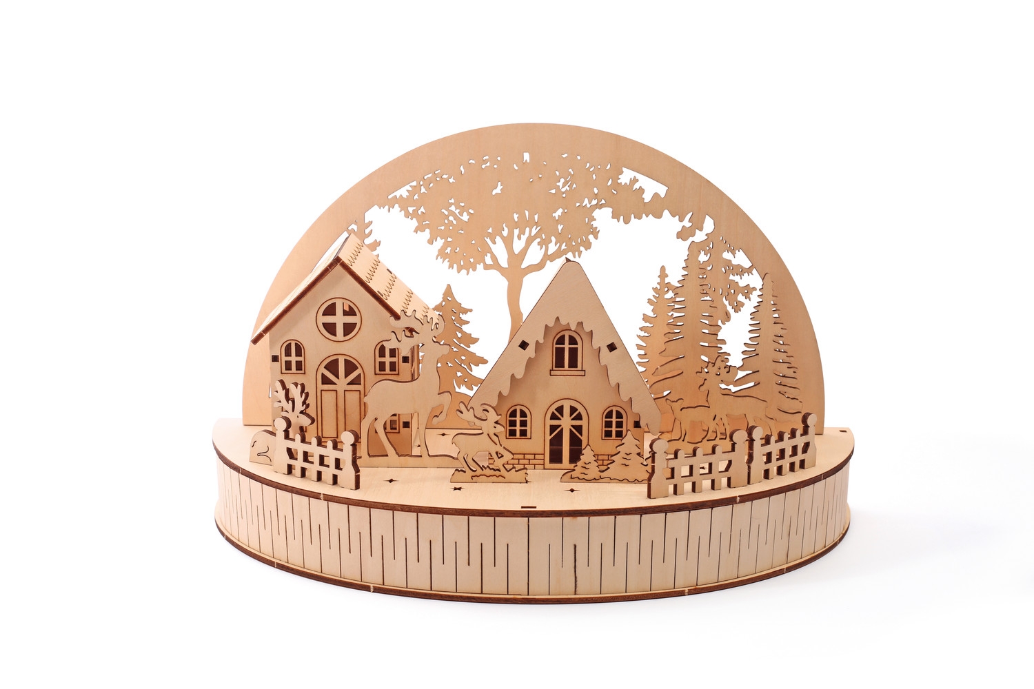 Maquette 3D en Bois - Village Forêt Enneigée - Décoration Noël DIY