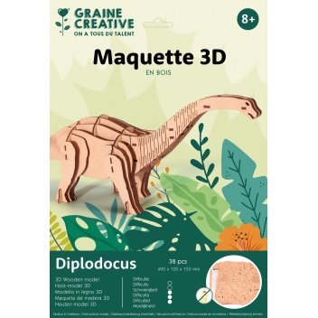 650934 - 3532436509347 - Graine créative - Maquette en Bois pour enfant Dinosaure Diplodocus 38 pièces - 5