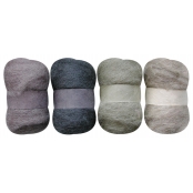 Laine cardée Nuances de gris 4 nappes de 20 g