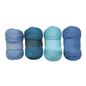 Laine cardée Nuances de bleu 4 nappes de 20 g