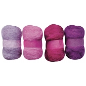 Laine cardée Tons violet 4 nappes de 20 g