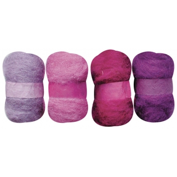 420107 - 3532434201076 - Graine créative - Laine cardée Tons violet 4 nappes de 20 g - 2