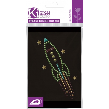 194609 - 3760131946093 - Graine créative - Transfert strass thermocollant Fusée 12,4 x 8 cm - 3