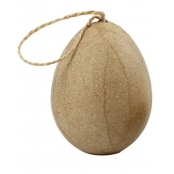 Oeuf en papier mâché à suspendre - couleur naturelle - 6 cm