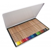 Crayons de couleur mine épaisse Ø 3,5 mm hexagonaux Boite métallique 36 pièces