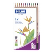 Crayons de couleur mine épaisse Ø 3,5 mm hexagonaux Boite métallique 12 pièces