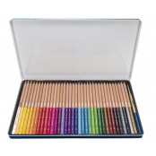 Crayons de couleur aquarellables mine épaisse Boite métallique 36 pièces + pinceau