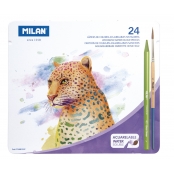 Crayons de couleur aquarellable Todocolor Boite métallique 24 pièces + 1 pinceau