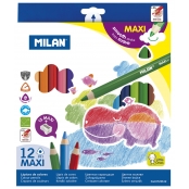 Crayons de couleur MAXI triangulaires 12 pièces + taille-crayons