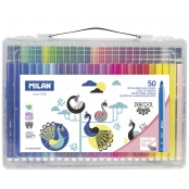 Feutres à l'eau à pointe conique Série Peacock Mallette 50 pièces