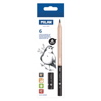 71260606 - 8411574095279 - Milan - Crayons graphite 6B MAXI triangulaires 6 pièces - 2