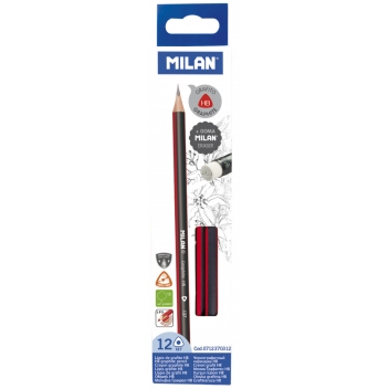 712370312 - 8411574053453 - Milan - Crayons graphite HB triangulaires avec gomme 12 pièces - 3