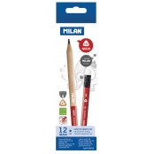 Crayons graphite MAXI avec gomme 12 pièces