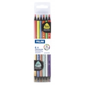 Crayons bicolores triangulaires bois noir 6 pièces