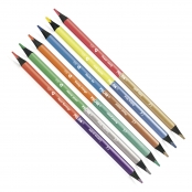 Crayons bicolores triangulaires bois noir 6 pièces