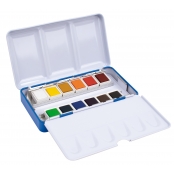 Boite métal aquarelles demi-godet 12 couleur