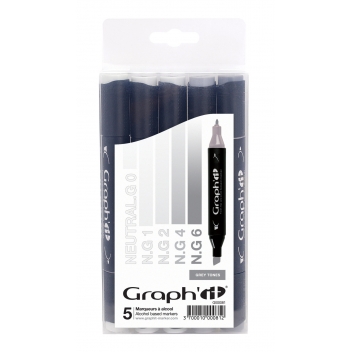 GI00081 - 3700010000812 - Graph it - Set 5 Marqueurs à alcool Graph'it Grey tones - 3