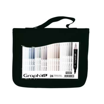 GI00246 - 3700010002465 - Graph it - Set 24 Marqueurs à alcool Graph'it Mix Greys - 5