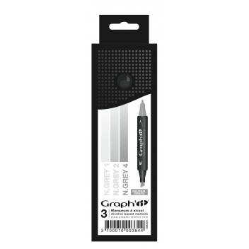 GI00384 - 3700010003844 - Graph it - Set 3 Marqueurs à alcool Graph'it Dégradé Neutral Greys - 2