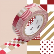 Masking Tape MT 1,5 cm Rayé carré rouge