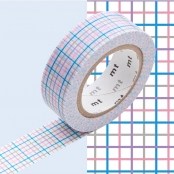 Masking Tape MT 1,5 cm Quadrillage tons bleus