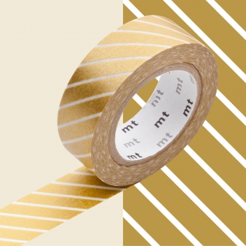 MT01D144RZ - 4971910281222 - Masking Tape (MT) - Masking Tape MT 1,5 cm Rayé or & blanc - 2