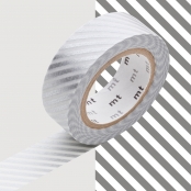 Masking Tape MT 1,5 cm Rayé argent & blanc