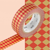 Masking Tape MT 1,5 cm Carreaux rouge & or