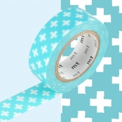 Masking Tape MT 1,5 cm Croix bleu ciel