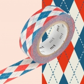 Masking Tape MT 1,5 cm Arlequin rouge & bleu