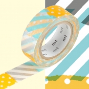 Masking Tape MT 1,5 cm Pois-rayure bleu & orange