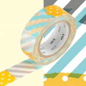 Masking Tape MT 1,5 cm Pois-rayure bleu & orange