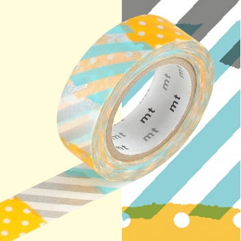 MT01D172Z - 4971910185056 - Masking Tape (MT) - Masking Tape MT 1,5 cm Pois-rayure bleu & orange - 2