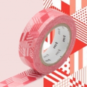 Masking Tape MT 1,5 cm Géométrie rouge