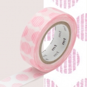 Masking Tape MT 1,5 cm Rond hachuré rose