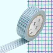 Masking Tape MT 1,5 cm Quadrillage bleu & menthe
