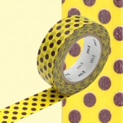 Masking Tape MT 1,5 cm Pois choco fond jaune