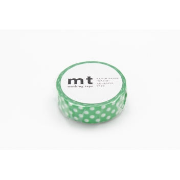MT01D237Z - 4971910200391 - Masking Tape (MT) - Masking Tape MT 1,5 cm Pois blanc fond vert - 2