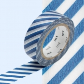 Masking Tape MT 1,5 cm Rayé bleu marine & blanc