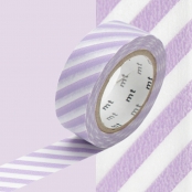 Masking Tape MT 1,5 cm Rayé lilas & blanc