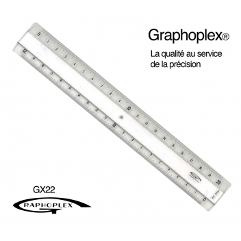 GX22 - 3232821200223 - Graphoplex - Règle transparente 2 biseaux + bosselage 20 cm