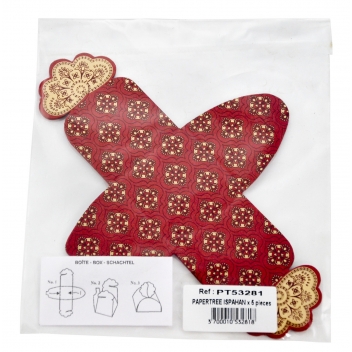 PT53281 - 3700010532818 - Papertree - Boite en papier Florets Ispahan 5 pièces Rouge