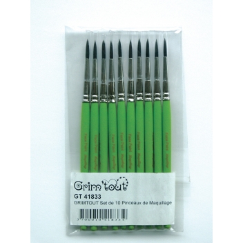 GT41833 - 3700010418334 - Grim'tout - Pinceaux de maquillage 15cm 10 pièces