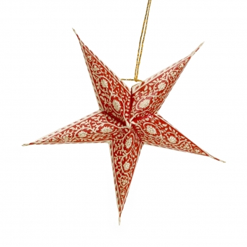 PT52818 - 3700010528187 - Papertree - Etoile en papier 5 pièces Rouge/Ivoire