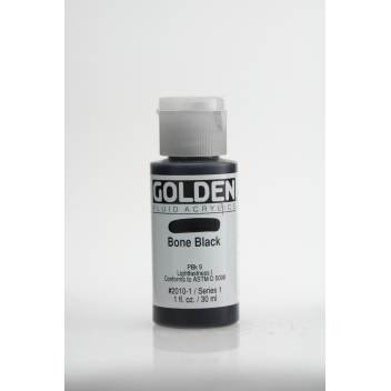 F-02010 - 0738797201019 - Golden - Peinture Acrylic FLUIDS Golden I 30ml Noir Bone Black