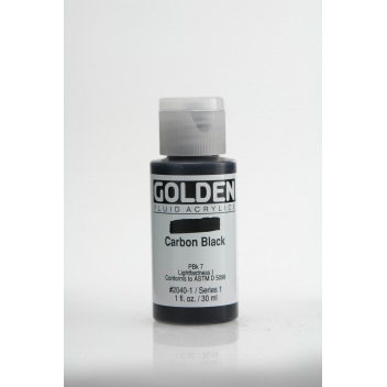 F-02040 - 0738797204010 - Golden - Peinture Acrylic FLUIDS Golden I 30ml Noir Carbone