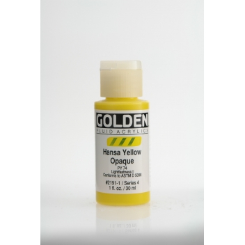 F-02191 - 0738797219113 - Golden - Peinture Acrylic FLUIDS Golden IV 30ml Jaune Hansa opaque
