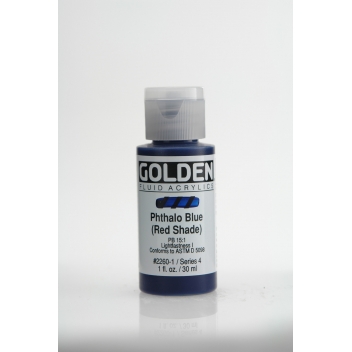 F-02260 - 0738797226012 - Golden - Peinture Acrylic FLUIDS Golden IV 30ml Bleu Phthalo (nuance rouge)