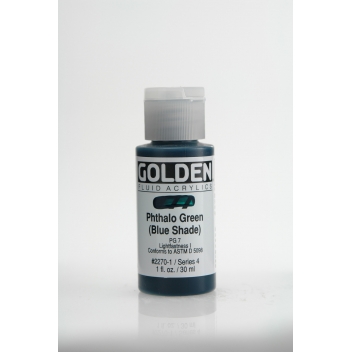 F-02270 - 0738797227019 - Golden - Peinture Acrylic FLUIDS Golden IV 30ml Vert Phthalo (nuance bleu)